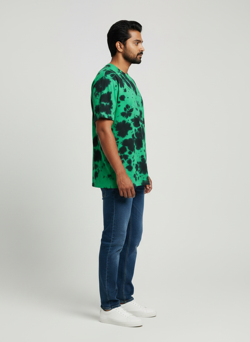Entimessi Heavyweight Oversized Tie-Dye Tee – Acid Green & Onyx Black Unisex Oversized Graphic T-shirts 260 GSM bio-washed breathable Cotton Blend Entimessi fabric:cotton-blend fit:oversized Graphic T-shirts Half Sleeves loungewear Lycra Rib Neck made in India Men menu:oversized neck:crew new Oversize T-shirts pre-shrunk Round Neck streetwear T-shirts Tie Dye Tie Dye Oversized T-Shirts Unisex Unisex Fit Unisex Oversized Graphic T-shirts Women