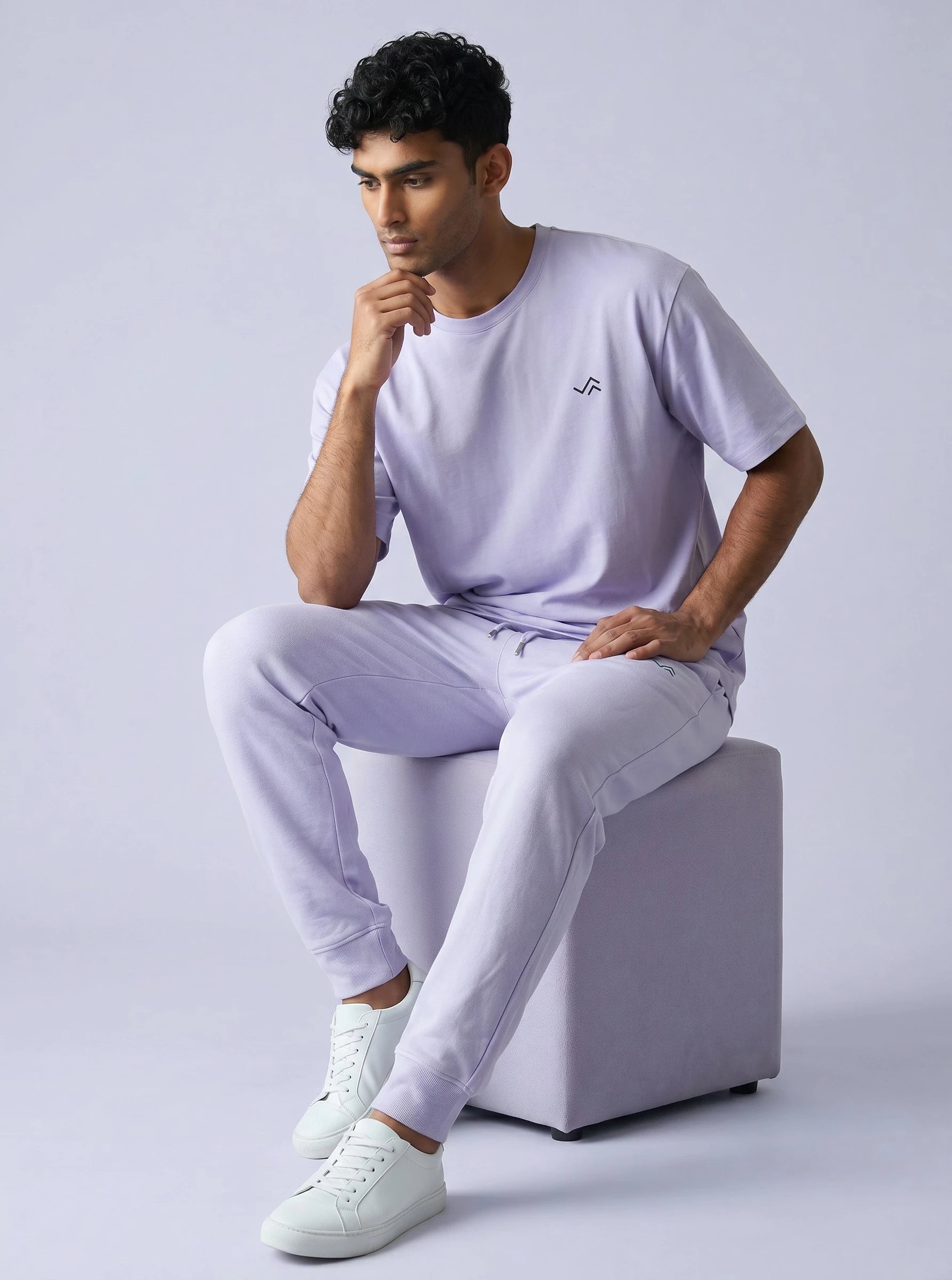 Entimessi lavender Supima cotton tee with matching lavender jogger, unisex co-ord set — view 2
