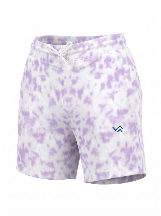 Entimessi Lavender on White Unisex Tie Dye Shorts | Summer Streetwear Tie-dye Shorts 260 GSM Activewear beachwear Casual Shorts Cotton Blend Drawstring Waist Shorts Entimessi loungewear made in India made to order Men new Premium Terry Shorts relaxed fit Shorts slip-in pockets Terry Shorts Tie Dye Unisex Unisex terry shorts Women