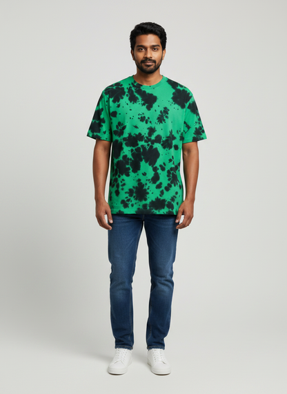 Entimessi Heavyweight Oversized Tie-Dye Tee – Acid Green & Onyx Black Unisex Oversized Graphic T-shirts 260 GSM bio-washed breathable Cotton Blend Entimessi fabric:cotton-blend fit:oversized Graphic T-shirts Half Sleeves loungewear Lycra Rib Neck made in India Men menu:oversized neck:crew new Oversize T-shirts pre-shrunk Round Neck streetwear T-shirts Tie Dye Tie Dye Oversized T-Shirts Unisex Unisex Fit Unisex Oversized Graphic T-shirts Women