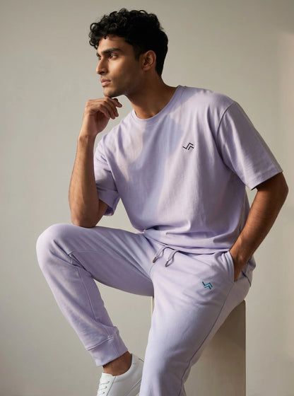 Entimessi lavender Supima cotton tee with matching lavender jogger, unisex co-ord set — view 3