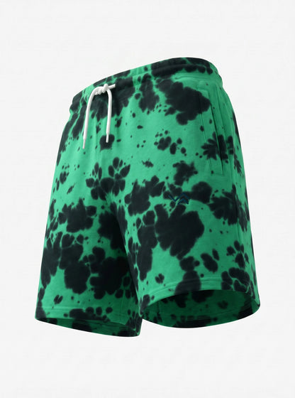 Entimessi Green on Black Unisex Tie-Dye Terry Shorts Tie-dye Shorts 260 GSM Activewear beachwear Casual Shorts Cotton Blend Drawstring Waist Shorts Entimessi fabric:cotton-blend loungewear made in India made to order Men menu:shorts new Premium Terry Shorts relaxed fit Shorts slip-in pockets style:tie-dye Terry Shorts Tie Dye type:shorts Unisex Unisex terry shorts Women