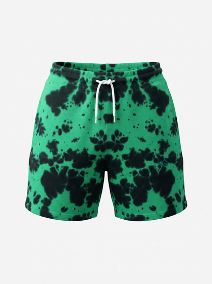 Entimessi Green on Black Unisex Tie-Dye Terry Shorts Tie-dye Shorts 260 GSM Activewear beachwear Casual Shorts Cotton Blend Drawstring Waist Shorts Entimessi fabric:cotton-blend loungewear made in India made to order Men menu:shorts new Premium Terry Shorts relaxed fit Shorts slip-in pockets style:tie-dye Terry Shorts Tie Dye type:shorts Unisex Unisex terry shorts Women