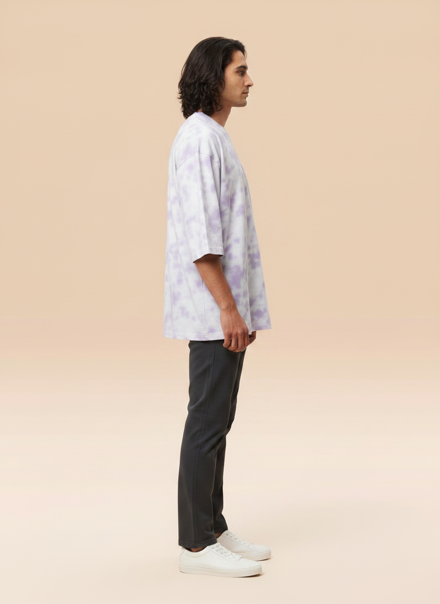 Entimessi Heavyweight Unisex Oversized Tie-Dye T-Shirt – White & Lavender Unisex Oversized Graphic T-shirts 260 GSM bio-washed breathable Cotton Blend Entimessi fabric:cotton-blend fit:oversized Graphic T-shirts Half Sleeves loungewear Lycra Rib Neck made in India Men menu:oversized neck:crew new Oversize T-shirts pre-shrunk Round Neck streetwear T-shirts Tie Dye Tie Dye Oversized T-Shirts Unisex Unisex Fit Unisex Oversized Graphic T-shirts Women