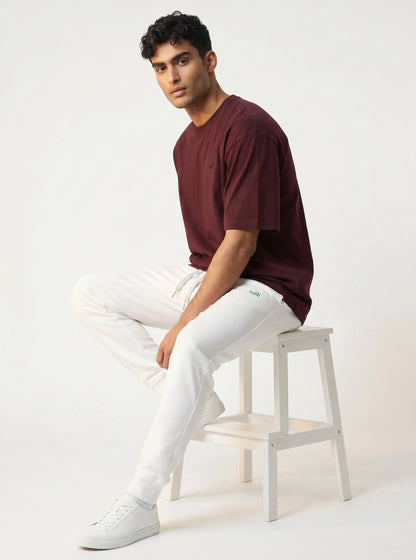Entimessi maroon Supima cotton tee with grey melange jogger, unisex co-ord set — view 2