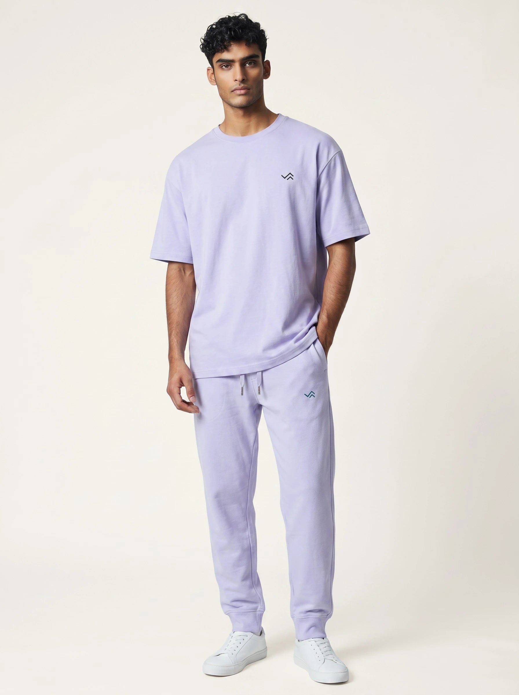 Entimessi lavender Supima cotton tee with matching lavender jogger, unisex co-ord set — view 1