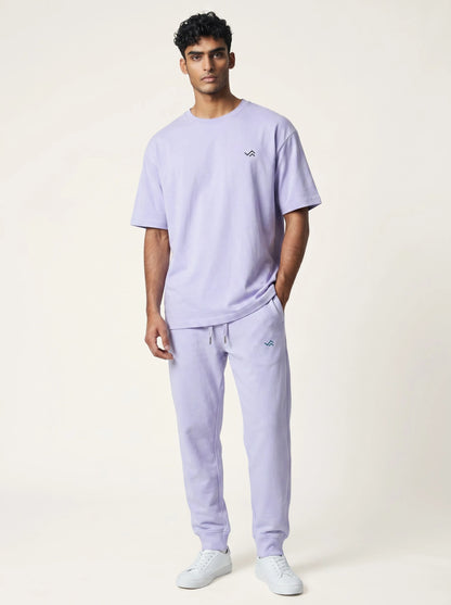 Entimessi lavender Supima cotton tee with matching lavender jogger, unisex co-ord set — view 1