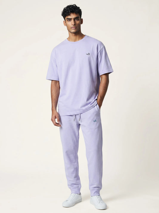 Entimessi lavender Supima cotton tee with matching lavender jogger, unisex co-ord set — view 1