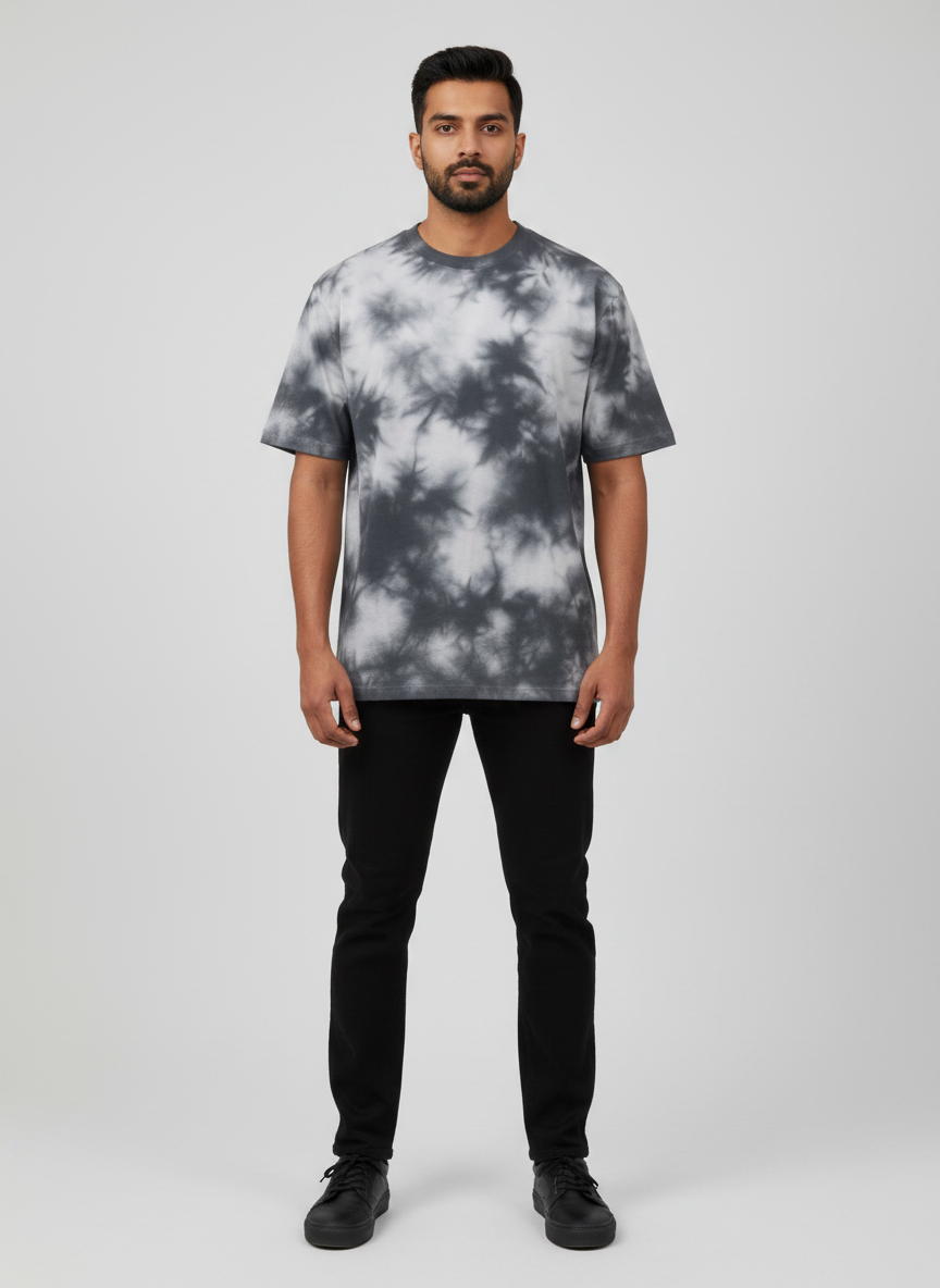 Entimessi Heavyweight Monochrome Tie-Dye Oversized T-Shirt – Black & White Unisex Oversized Graphic T-shirts 260 GSM bio-washed breathable Cotton Blend Entimessi fabric:cotton-blend fit:oversized Graphic T-shirts Half Sleeves loungewear Lycra Rib Neck made in India Men menu:oversized neck:crew new Oversize T-shirts pre-shrunk Round Neck streetwear T-shirts Tie Dye Tie Dye Oversized T-Shirts Unisex Unisex Fit Unisex Oversized Graphic T-shirts Women